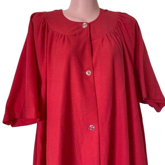 Vintage Robe Womens Size 48 Pink Pocket Fleece Housecoat Raglan Sleeves - Picture 2 of 5
